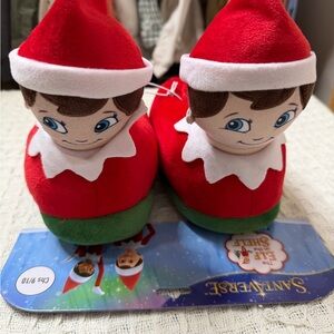 Plush Slippers - Red and Green
